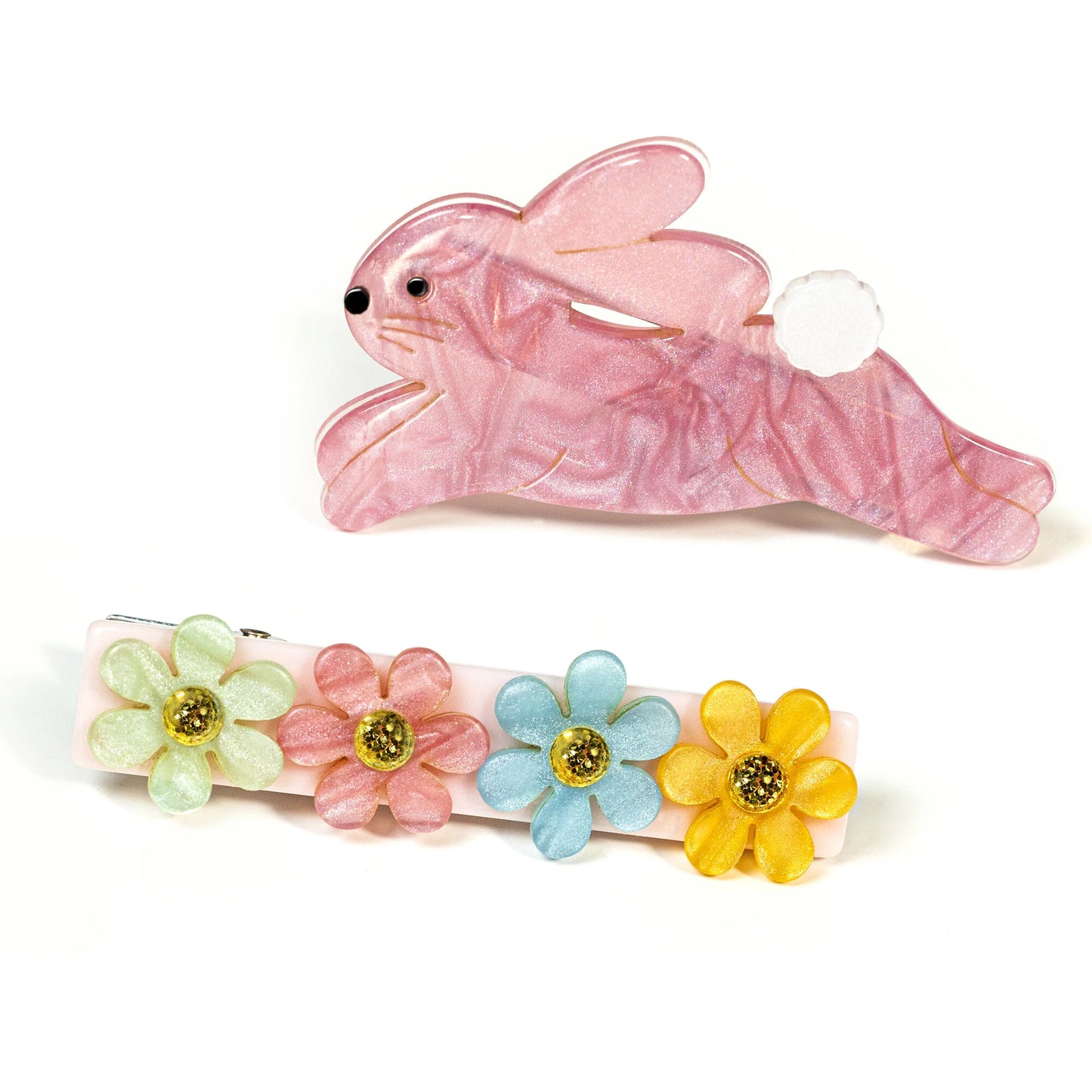 Bunny & Flowers Hair Clips