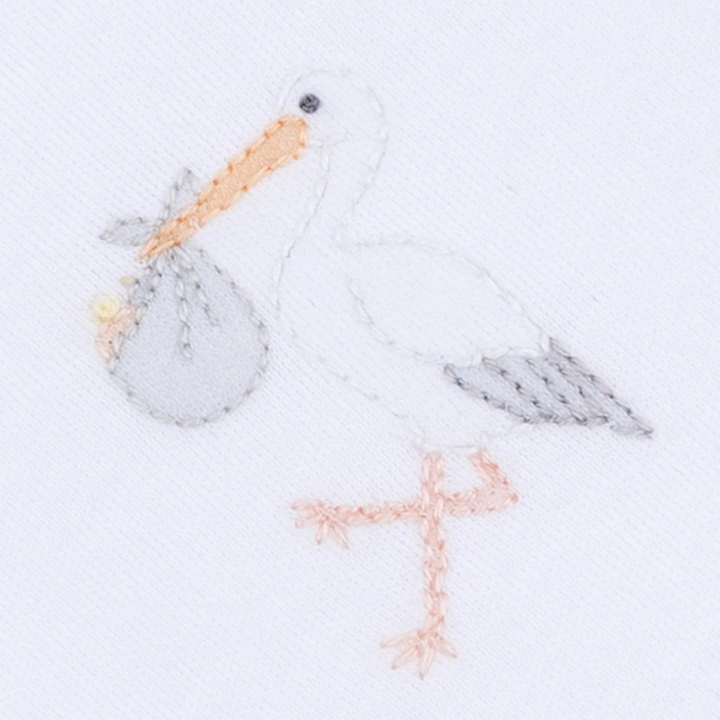 Vintage Stork Receiving Blanket - White