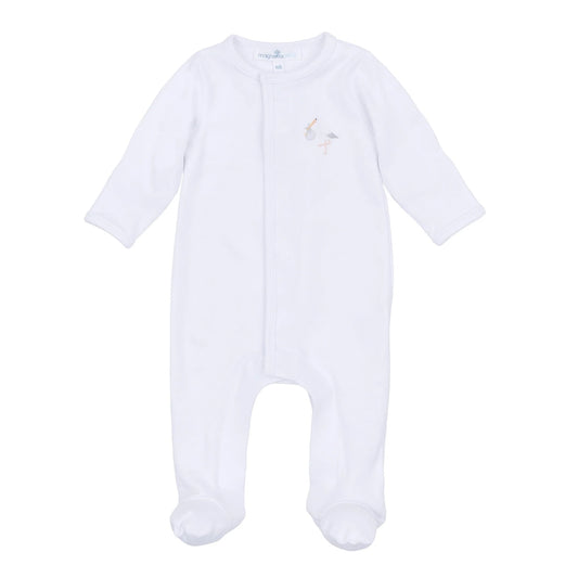 Vintage Stork Footie - White